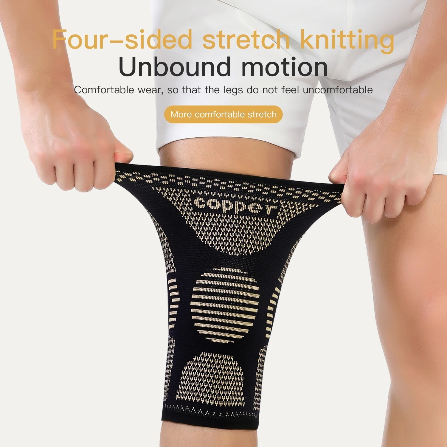 Copper Knee Sleeves Silver Compression Brace Support Sport Joint Injury Pain