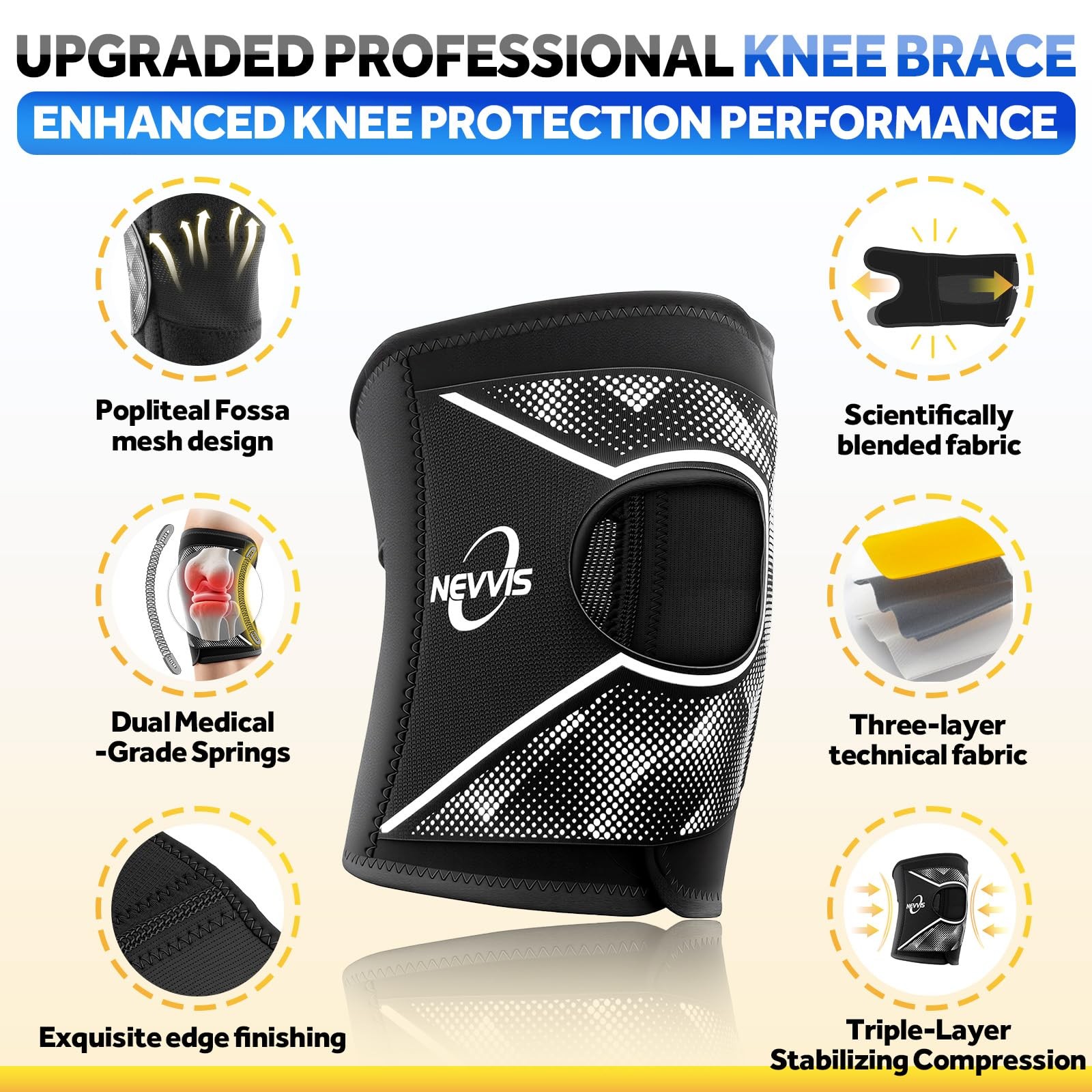 NEVVIS Knee Brace, Patellar stabilizing Brace for Running Medium, Black