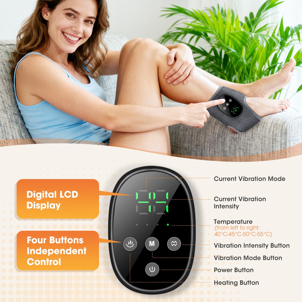Electric 4 Modes Heated & 4 Vibration Foot Ankle Massager Pain Relief 1800mAh