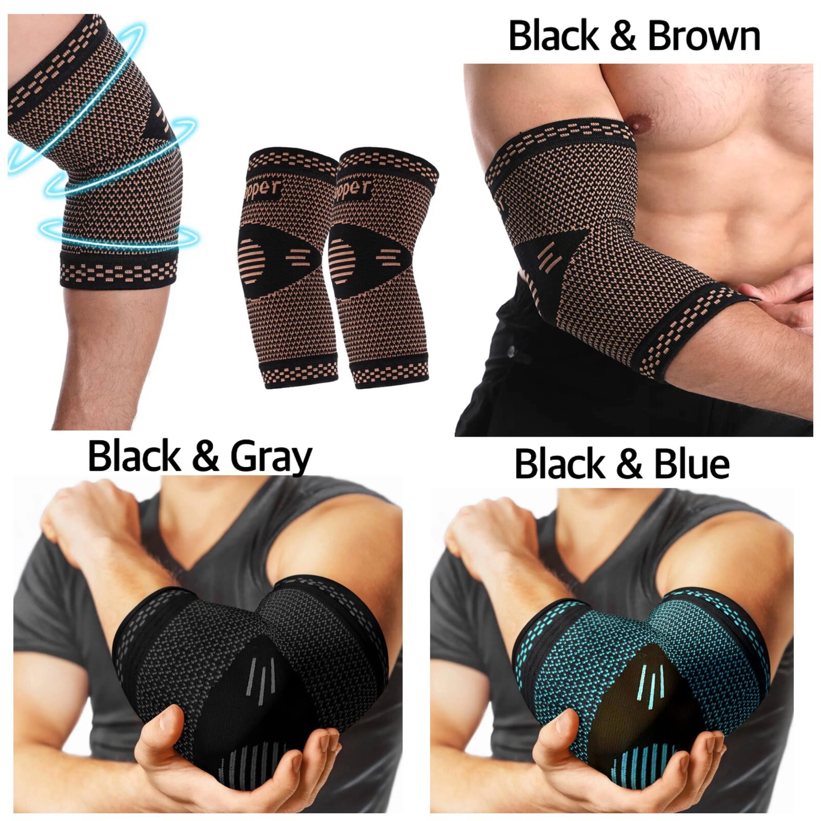 Elbow Brace Compression Support Sleeve, Copper Elbow Brace
