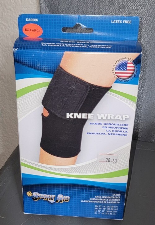 SportAid Knee Wrap Black X-Large(17-19″ Knee Circ.)