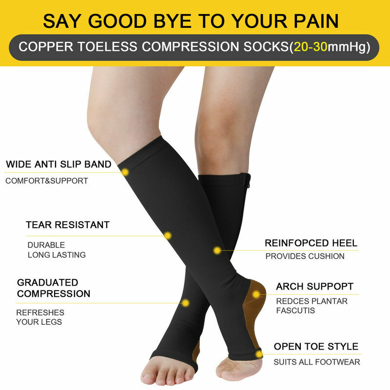 3 Pairs – Compression Socks Graduated Support Sockings Sport Open Toe 20-30mmHg