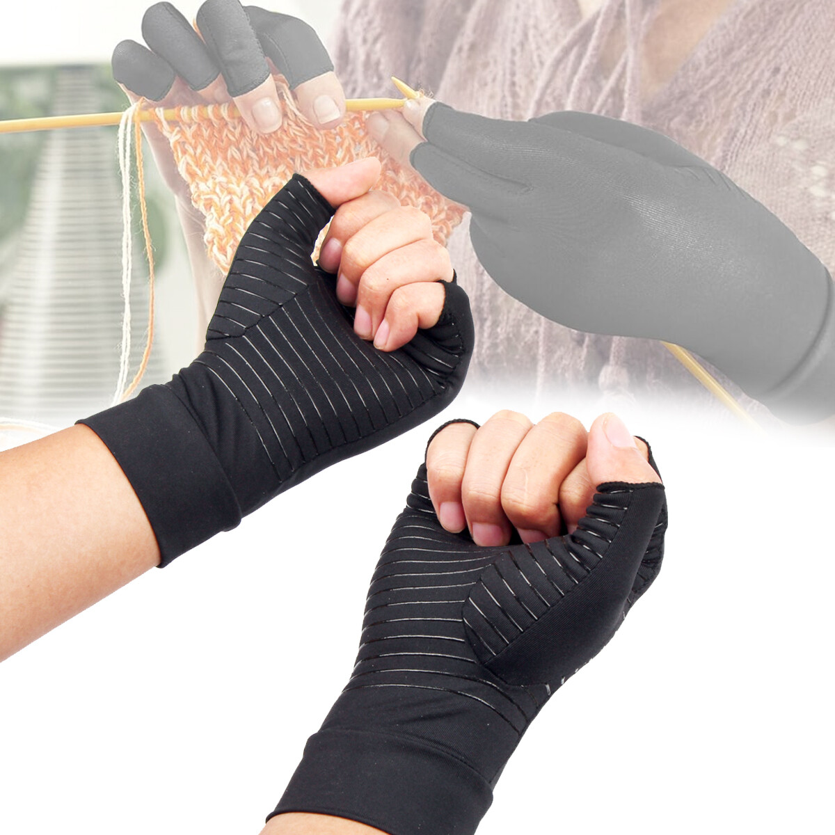 Copper Arthritis Compression Gloves Hand Support Pain Relief Joint Self Care USA