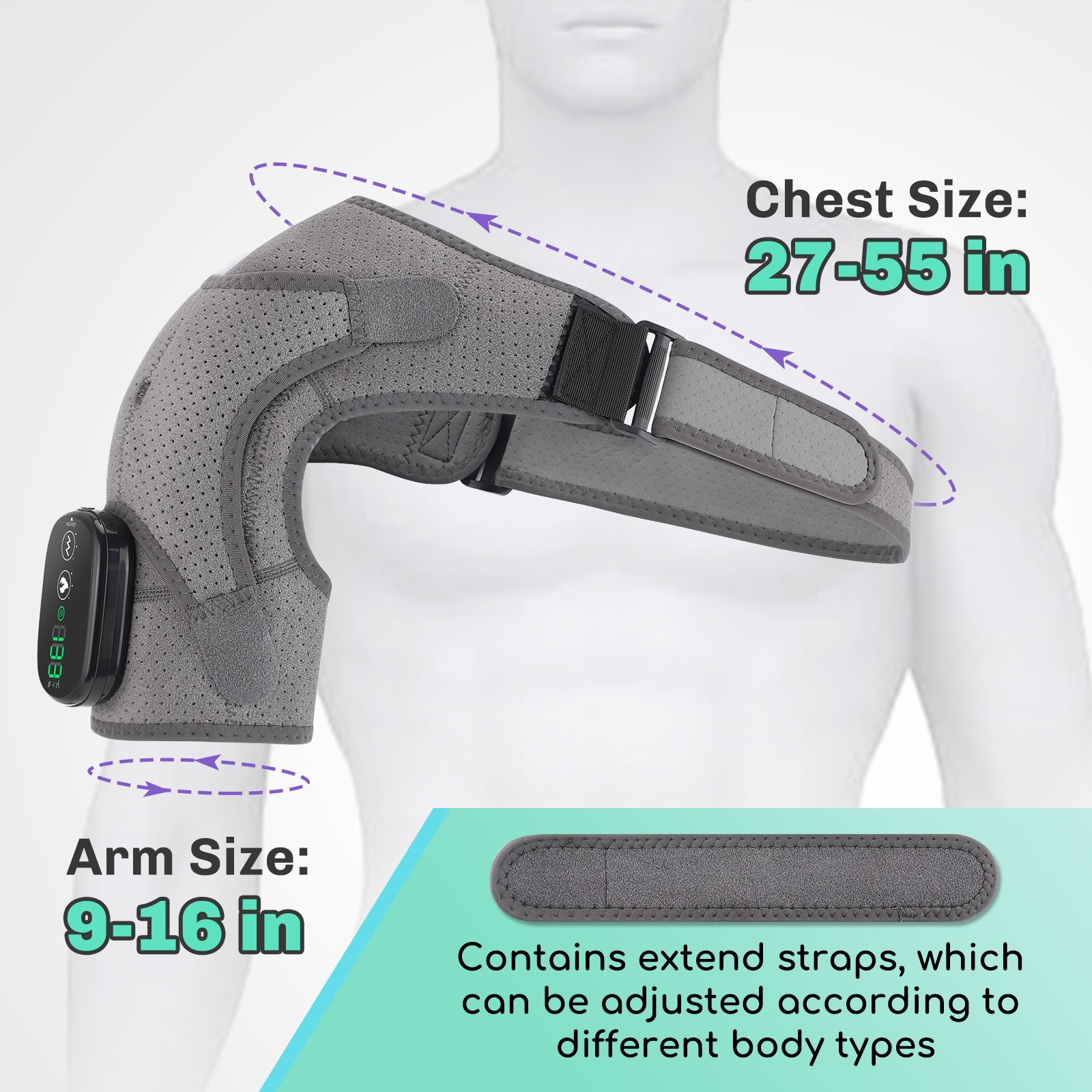 Electric Heated Shoulder Massager Brace with Vibration Therapy Joint Pain Relief