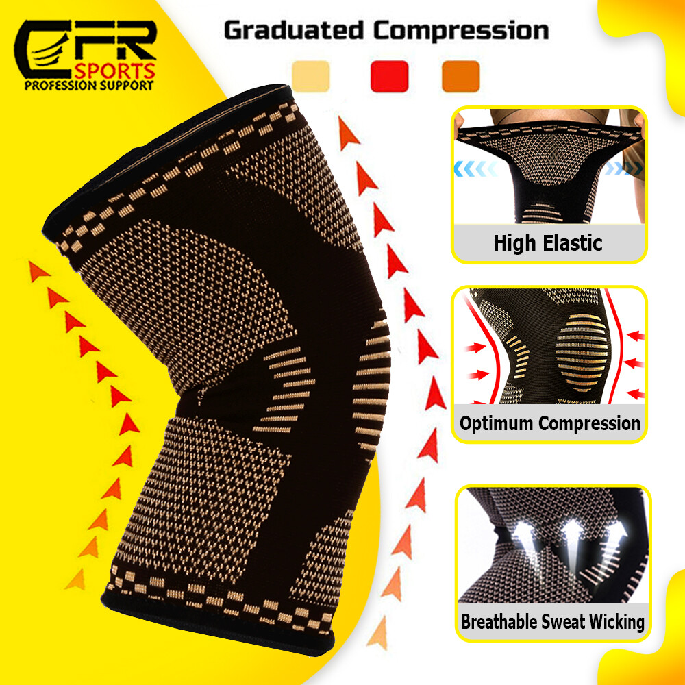 Copper infused Pro Series Performance Compression Knee Sleeve Brace S M L