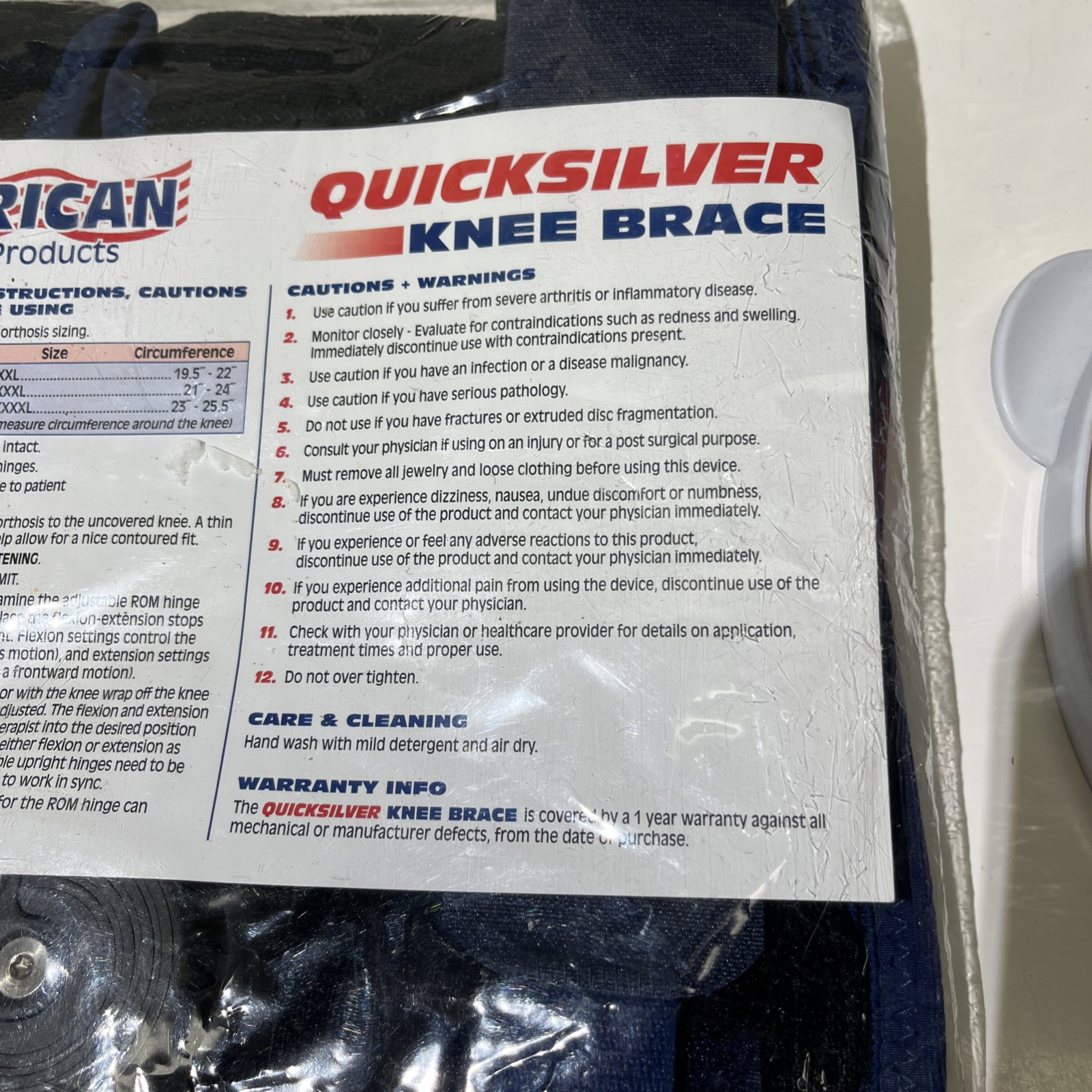 American Medical Products Quicksilver Knee Brace Blue Size 2XL Brand New