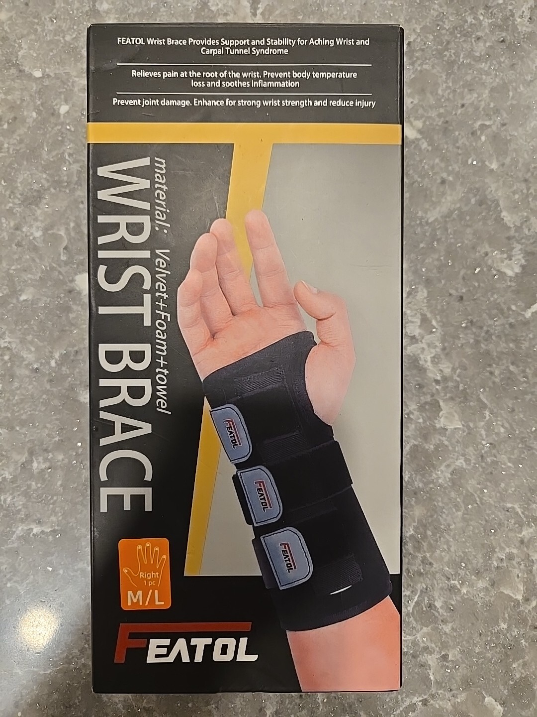 Featol Wrist Brace Large M/L Right Wrist Stabilize Support Carpal Tunnel Unisex