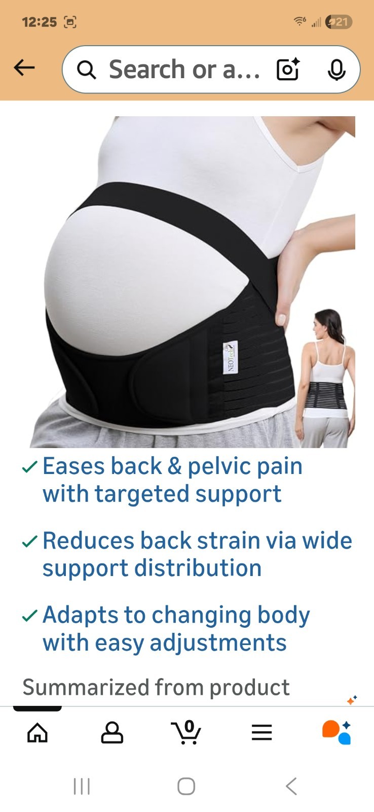 NeoTech Care Pregnancy Support Maternity Belt, Belly Brace, Size M, Black Color