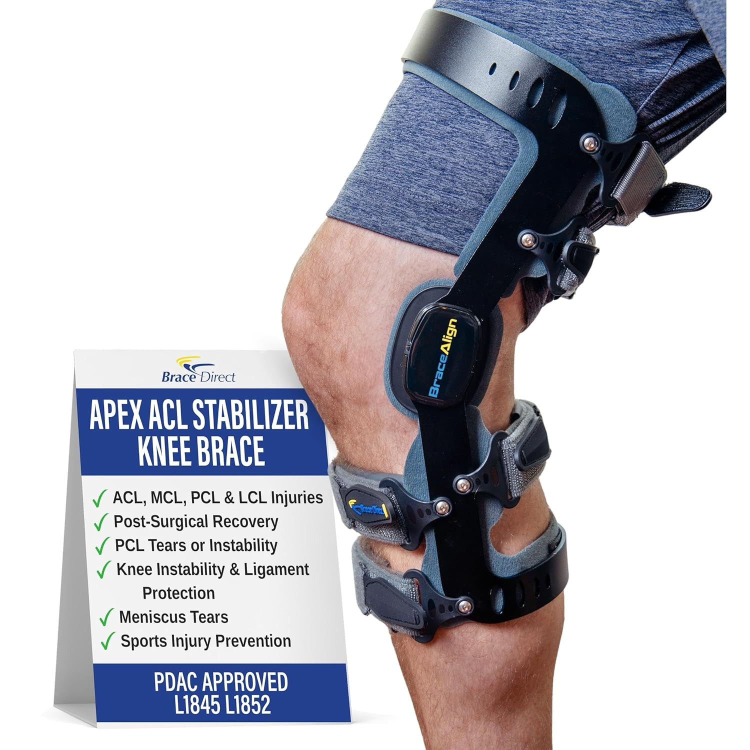 Apex ACL Stabilizer Knee Brace – Double Upright Support for ACL, MCL, PCL, LCL I