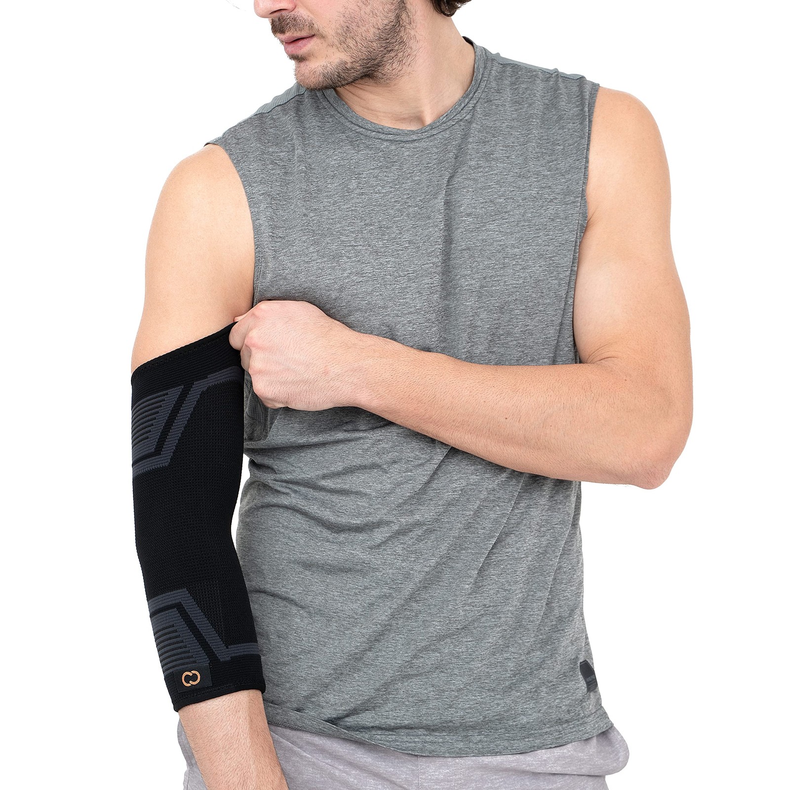 Copper Compression PowerKnit Elbow Sleeve – Seamless Large/X-Large, Black