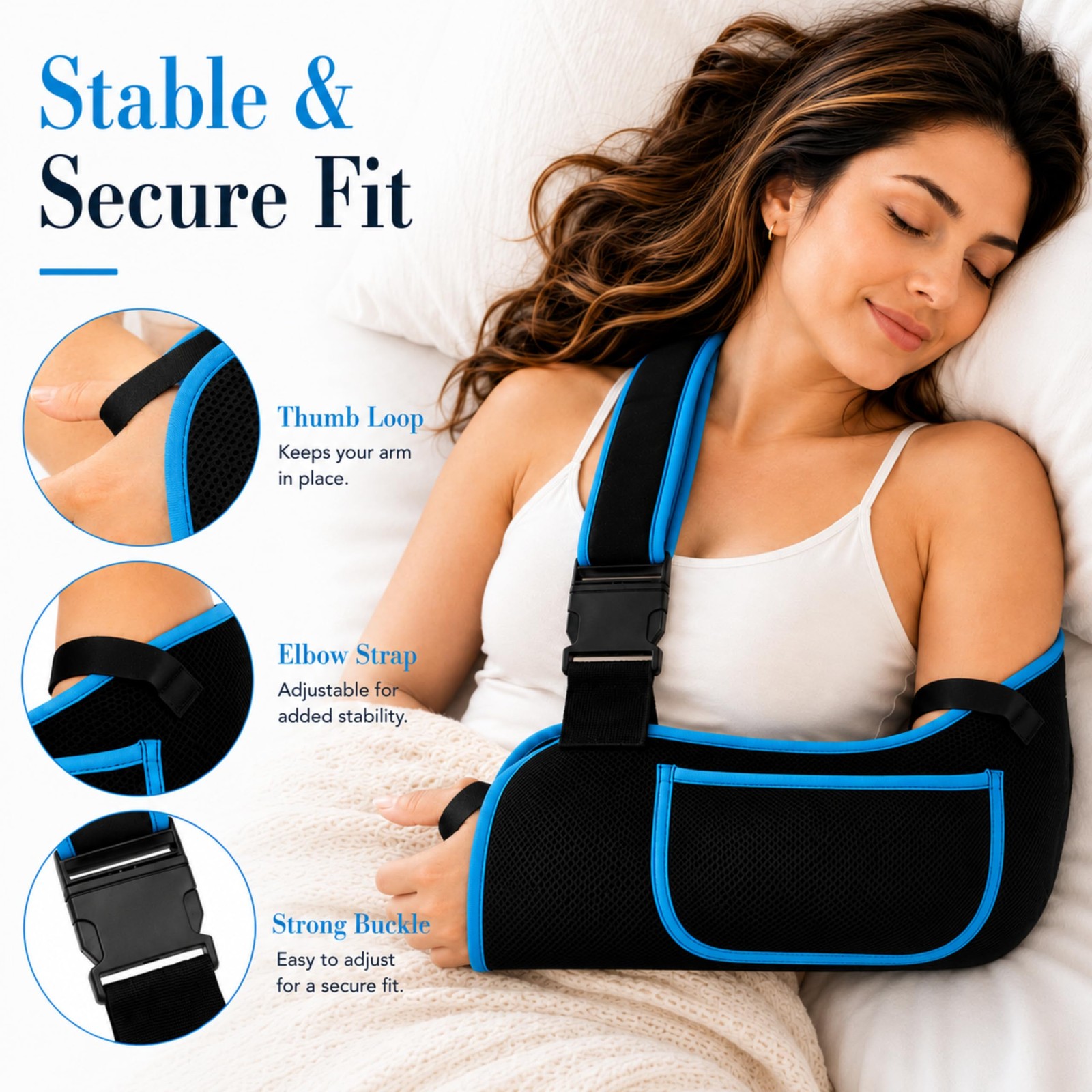 Arm Sling Shoulder Immobilizer Adjustable Brace Rotator Cuff Thumb Loop Adult