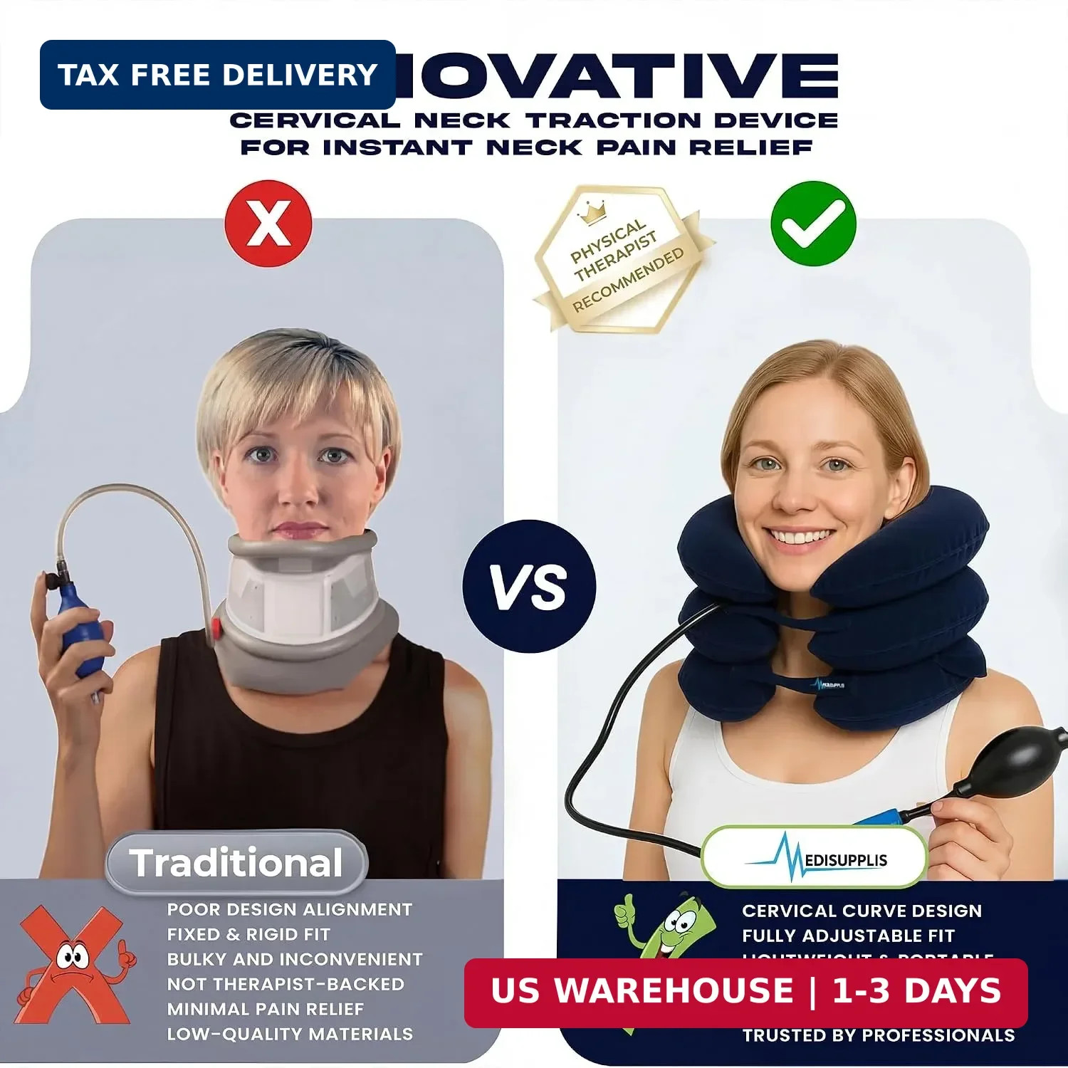 Neck Stretcher, Cervical Traction Device, Neck Traction Device for Neck Pain Rel