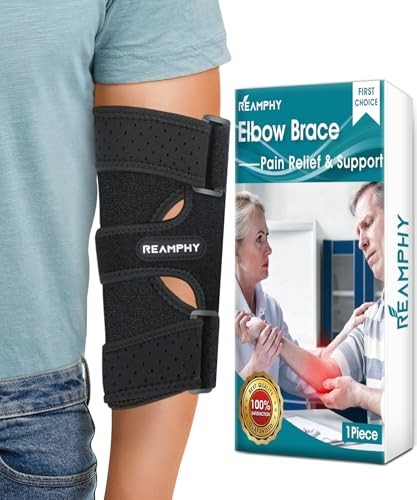 Reamphy Elbow Brace, Adjustable Elbow Splint for Tendonitis, Tennis Elbow