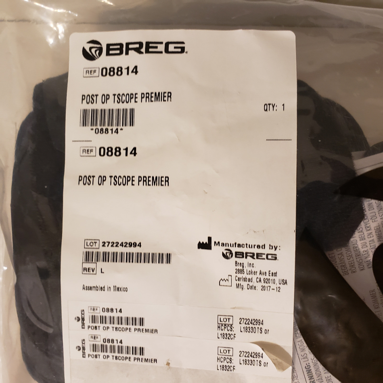 Breg Post-Op TScope Premier Knee Brace • 08814 • Left Or Right • Adjustable