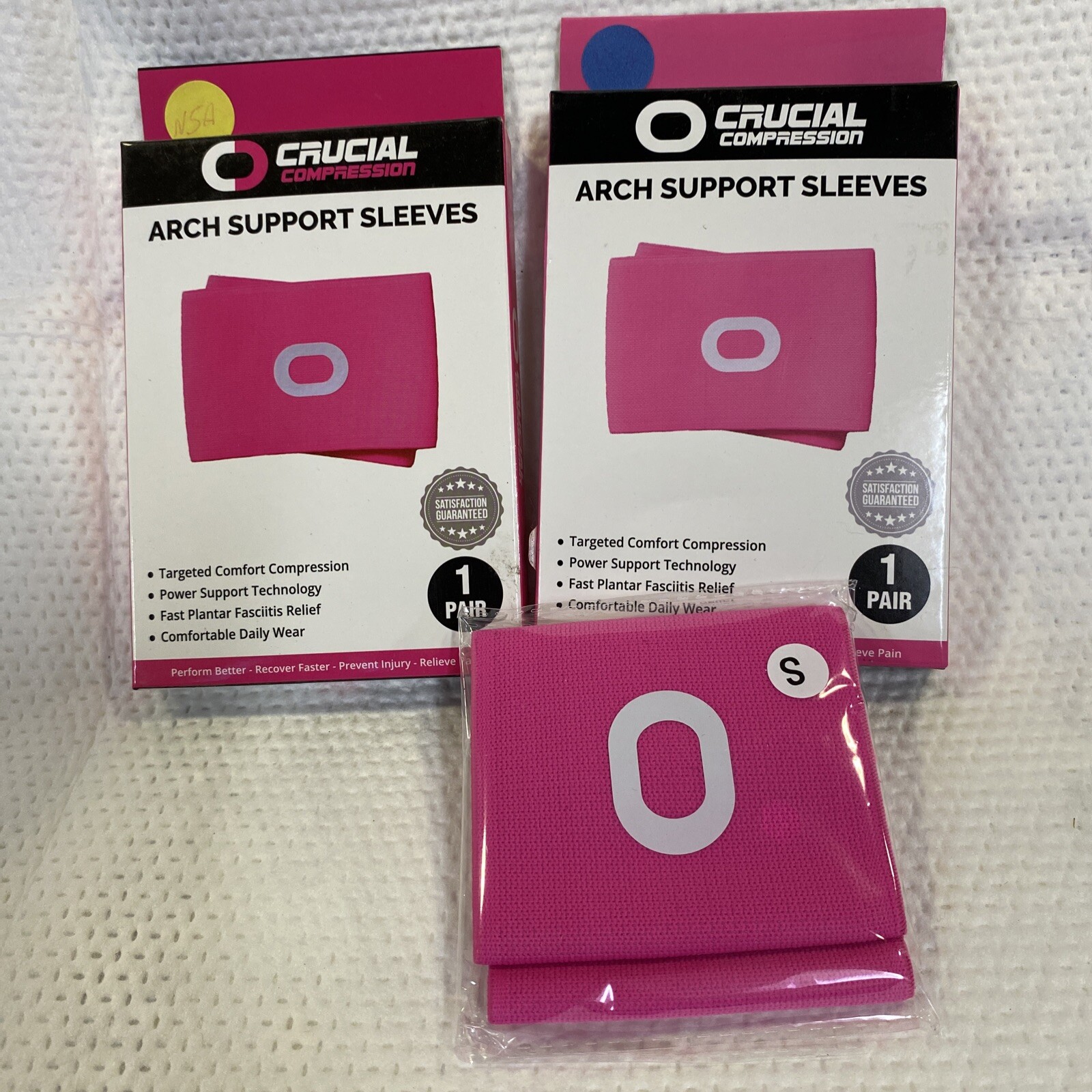 compression arch support sleeves 2 pairs pink small/medium
