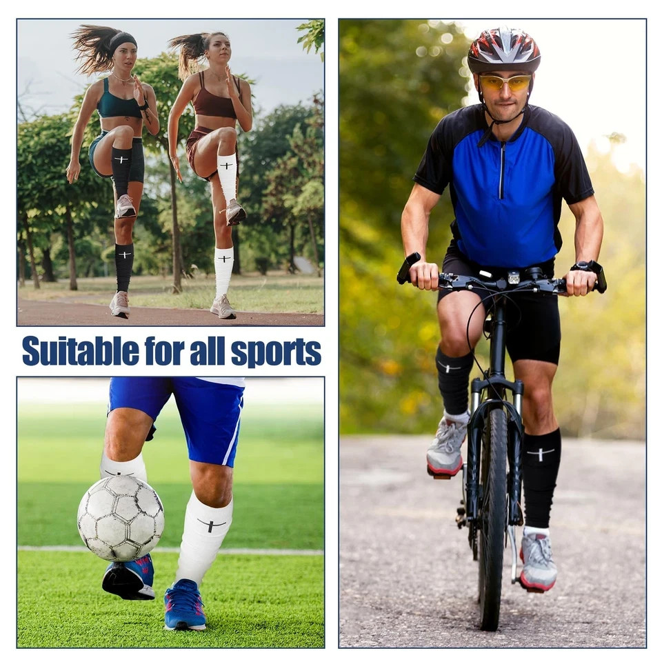 2 Pairs Faith Cross Football Leg Sleeves Scrunch Sports Compression Calf Sleeve