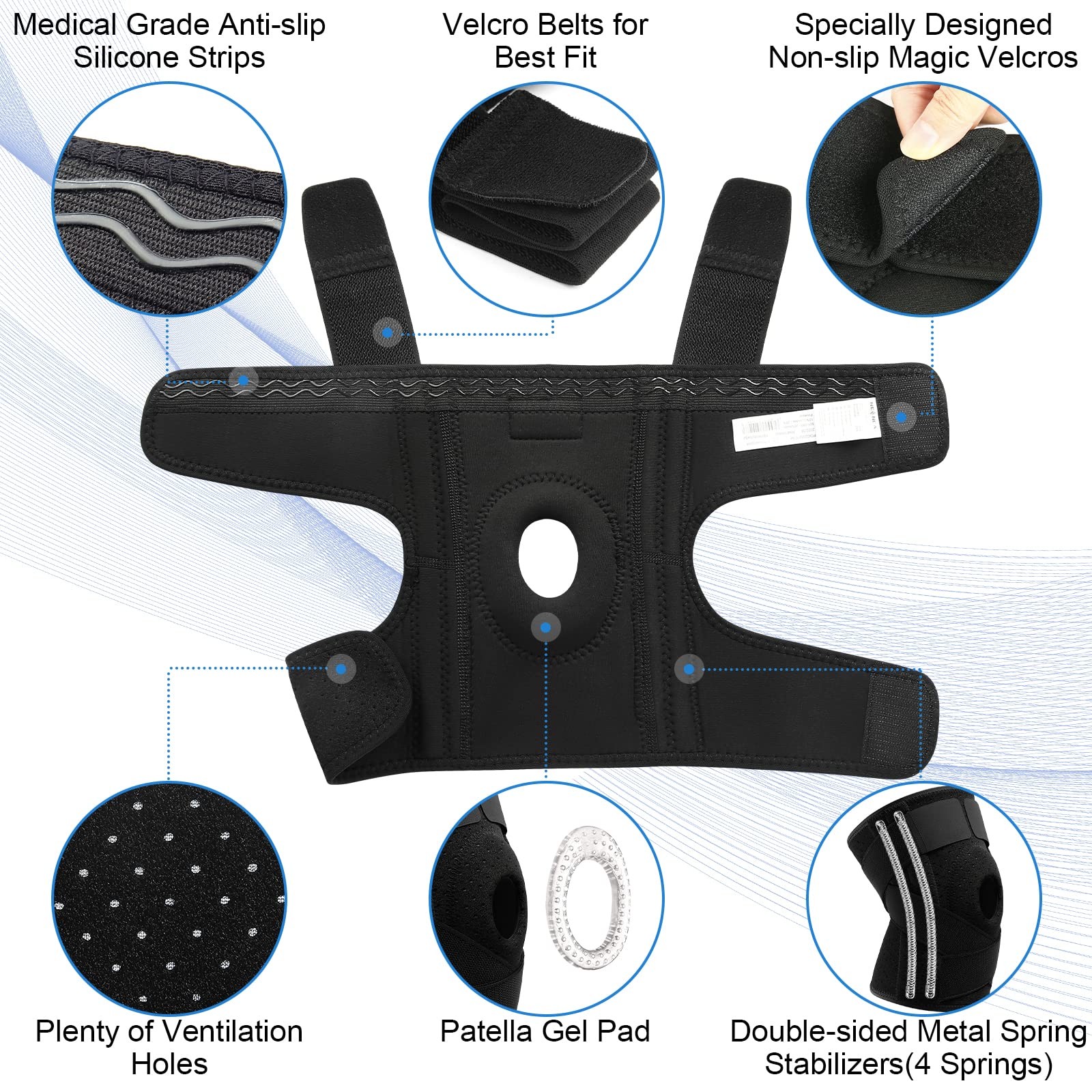 NEENCA Knee Brace Knee Pain, Adjustable Knee Support Patella Gel Pad & Side