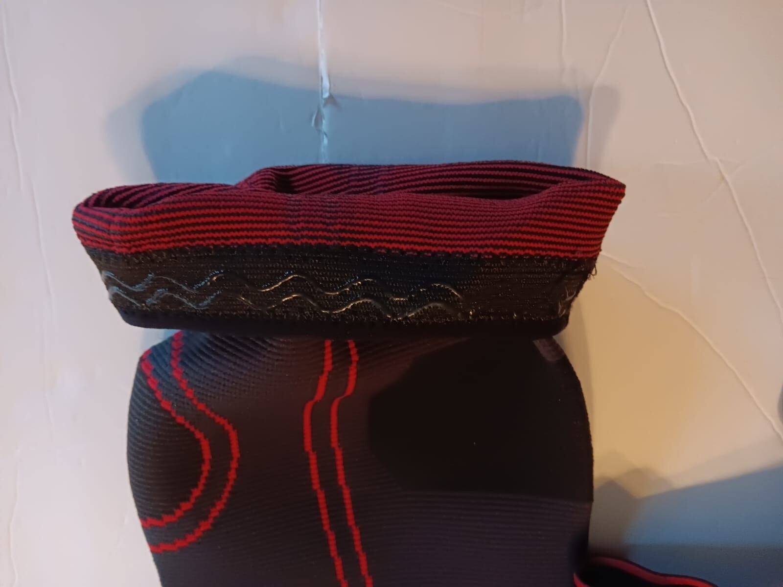 DCF Knee Compression Sleeve with Adjustable Straps Large Black With Red Trim