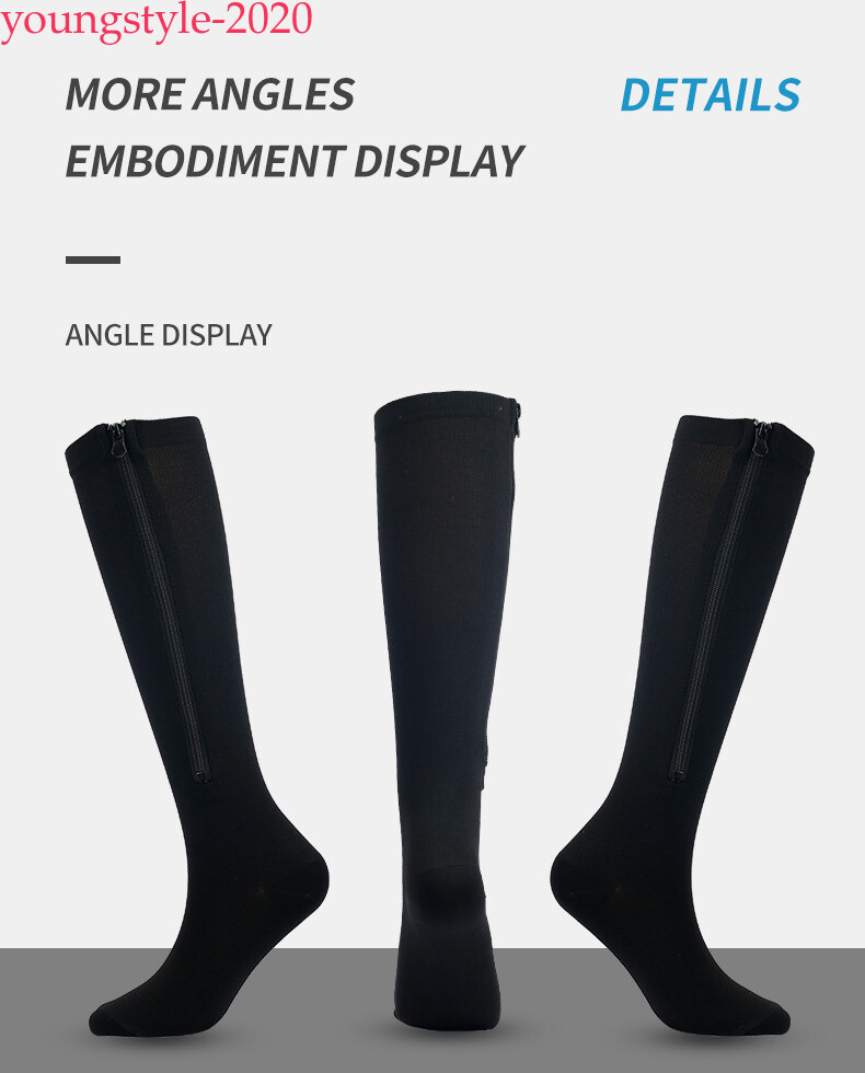 Zip-Up Compression Socks 20-30 mmHg Knee-High Unisex Leg Calf Support Stockings