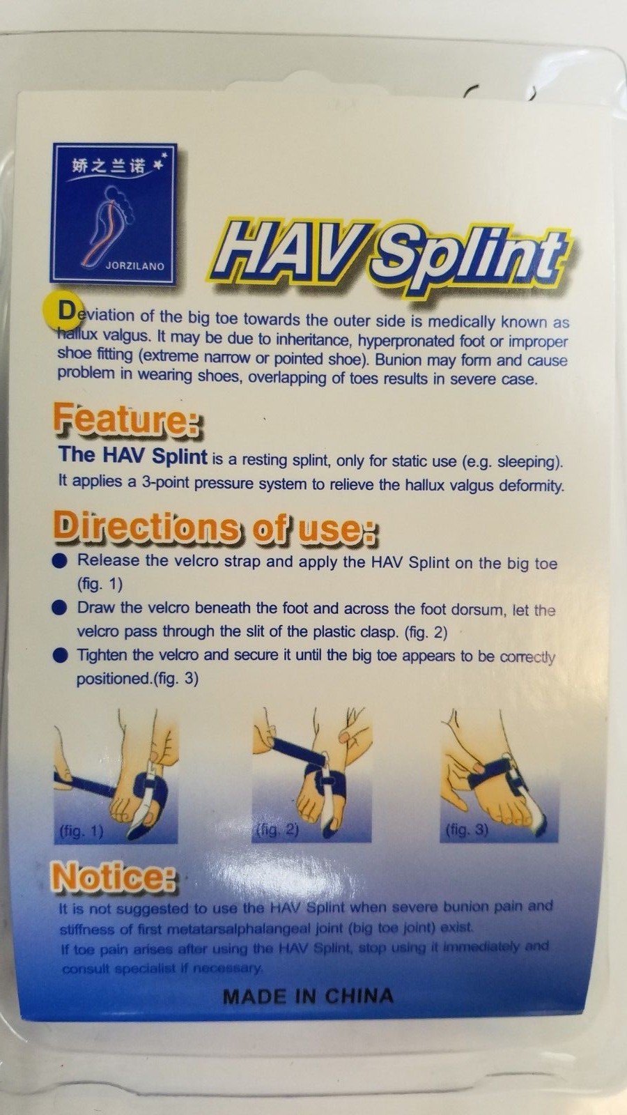 Bunion Splint HAV Hallux Valgus tan