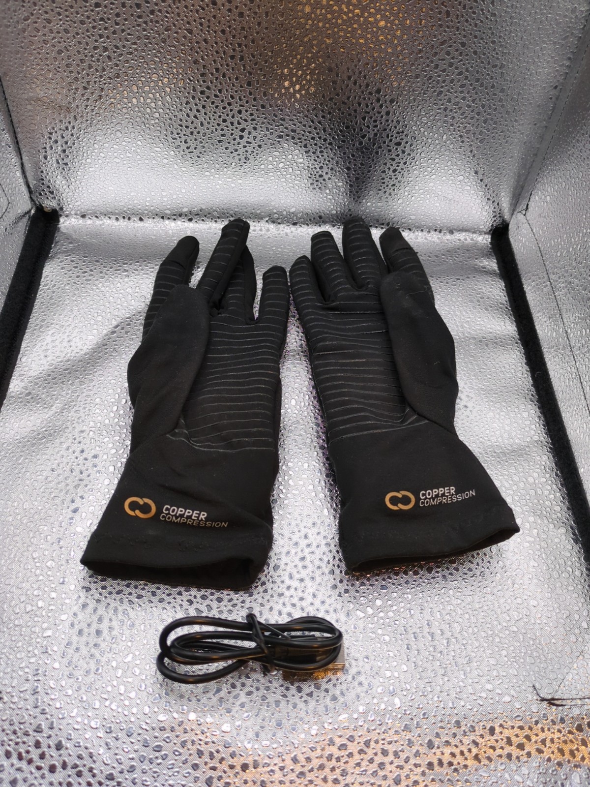 Copper Compression CopperVibe Vibration Heat Therapy Gloves Black (1 Pair)