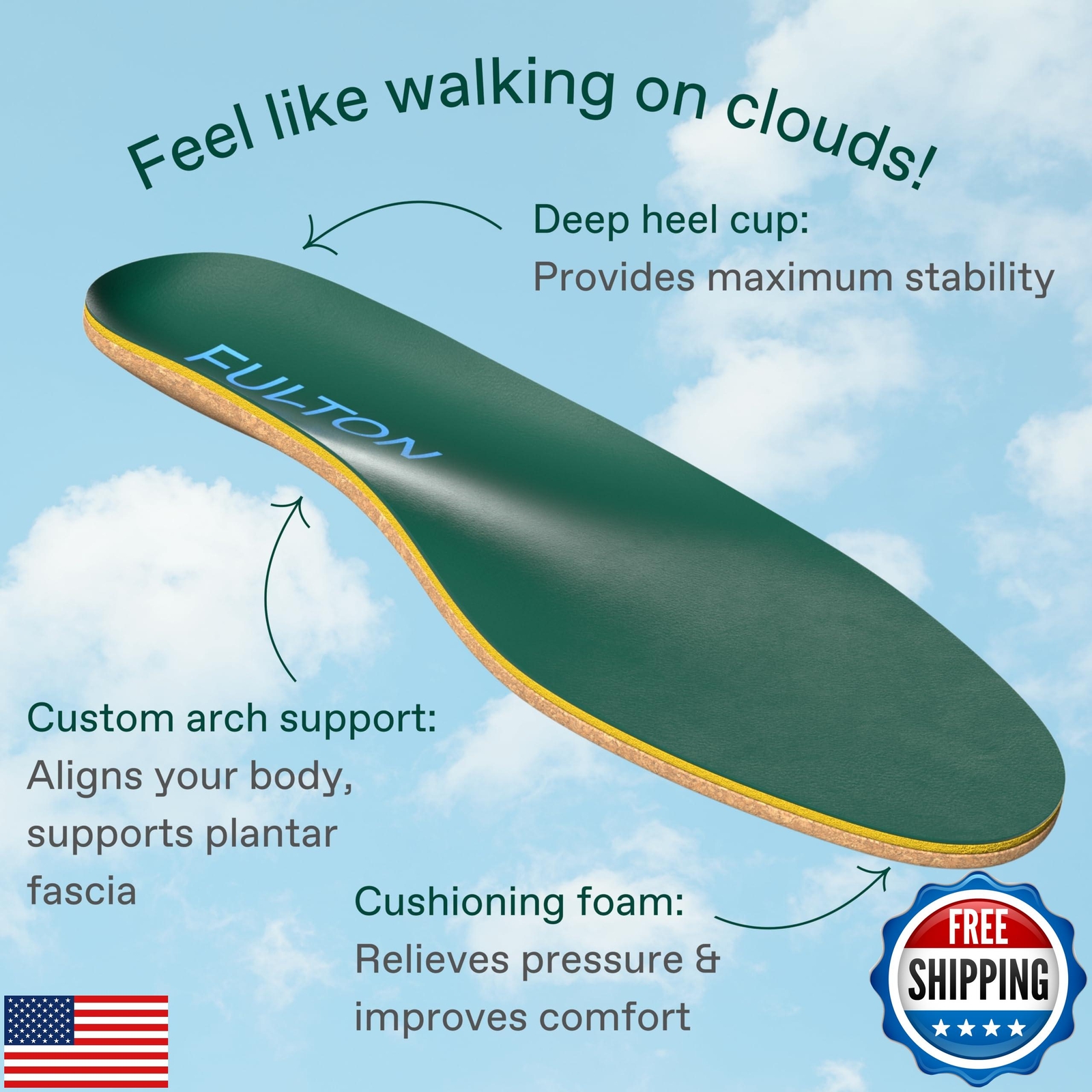 Fulton Custom Molding Cork Shoe Inserts for Women – Overpronation and Pain Re