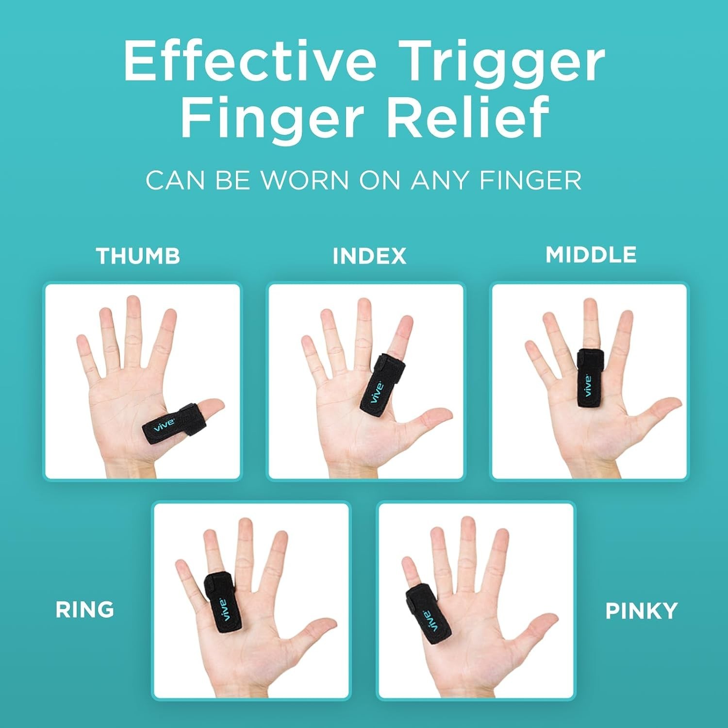 Trigger Finger Splint, Black, Adjustable, Aluminum Brace, Neoprene, 1 Pack