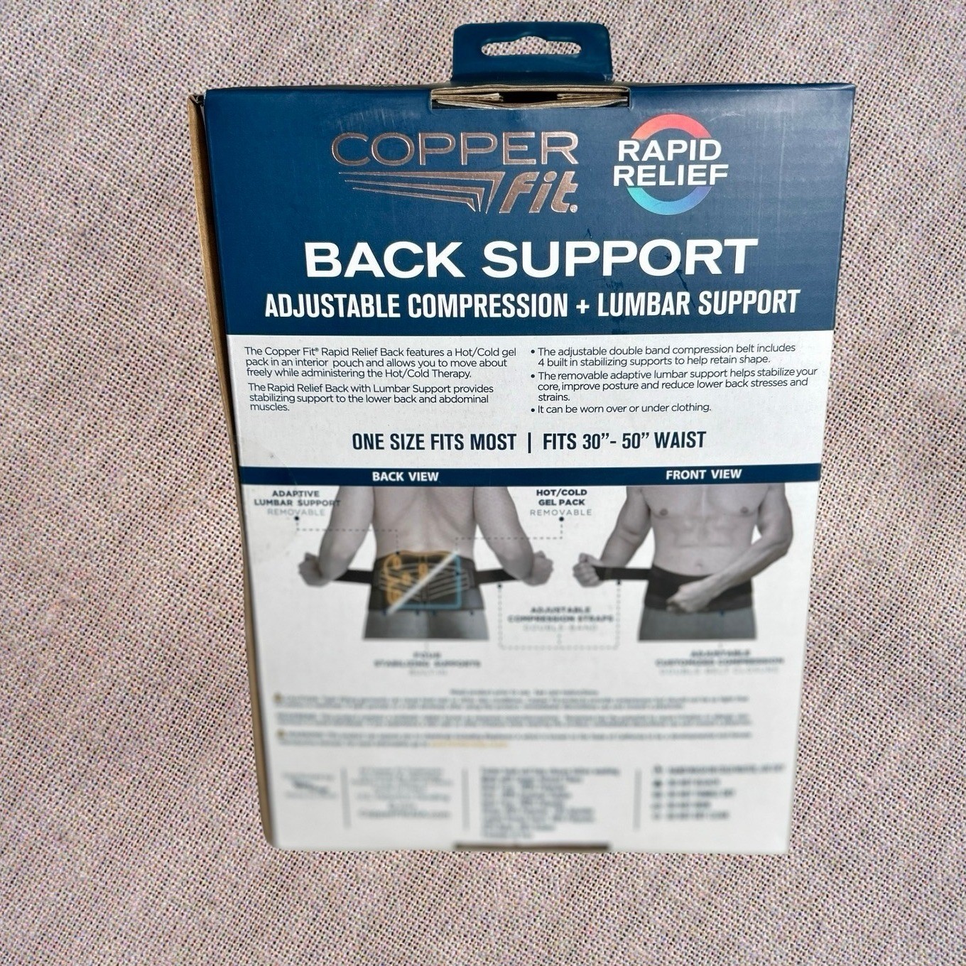 Copper Fit Back Support Black Rapid Relief Hot Cold Therapy Compression