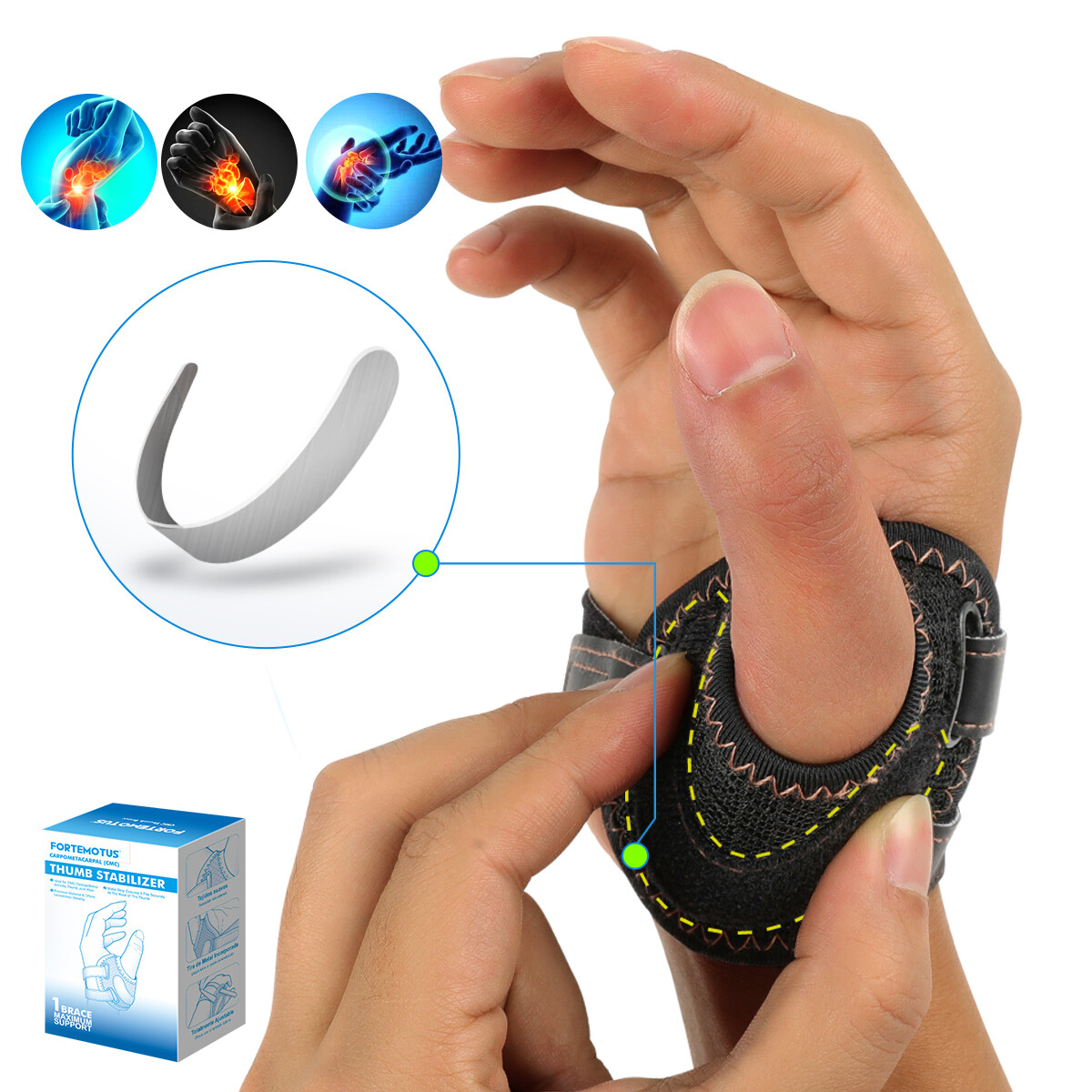 CMC Thumb Brace for Osteoarthritis Splint Arthritis Pain Relief Fortemotus