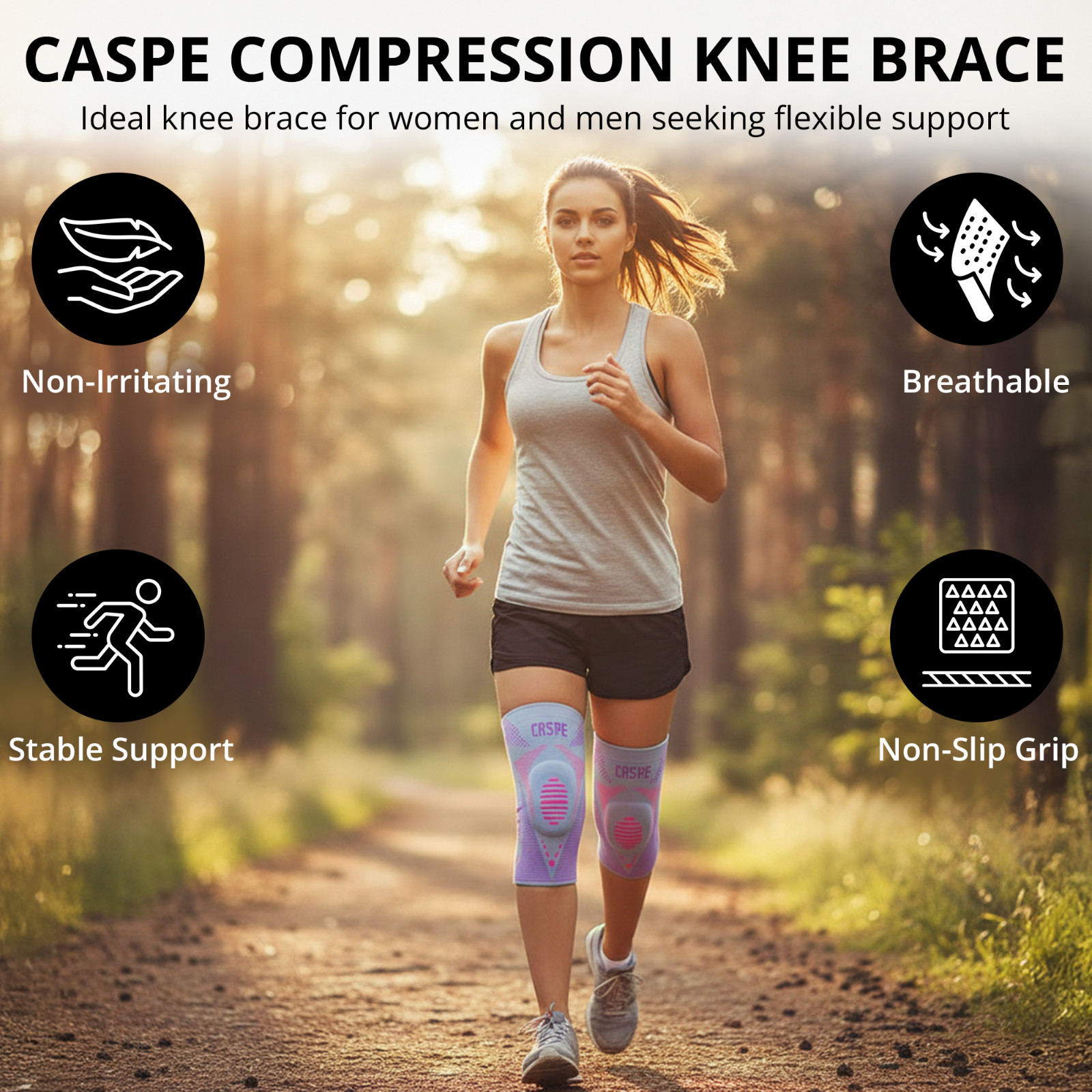 Caspe Woman Men for Knee Pain Knee Support with Patella Gel Pad Arthritis Relief