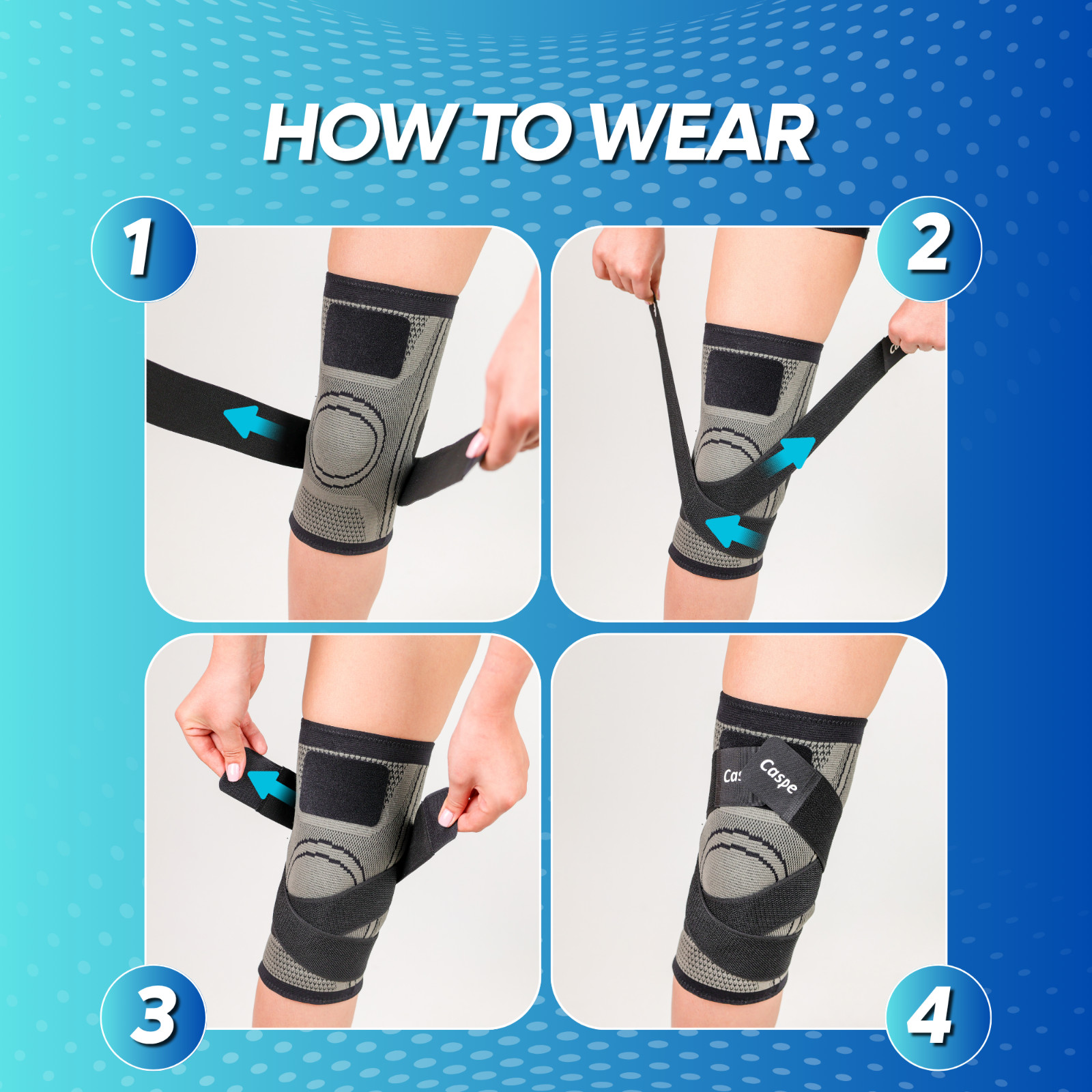 2× Knee Sleeve Compression Brace Support Sport Joint Pain Arthritis Relief Strap