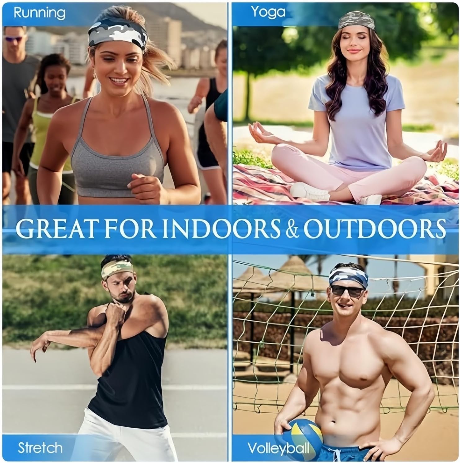 6 Pack Stretchy Workout Headbands for Men – Running Sweatbands