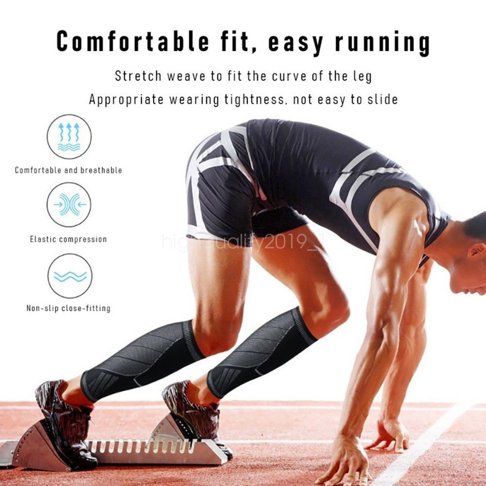 Calf Running Compression Sleeve Leg Sock Shin Splint Support Brace Guard Sports