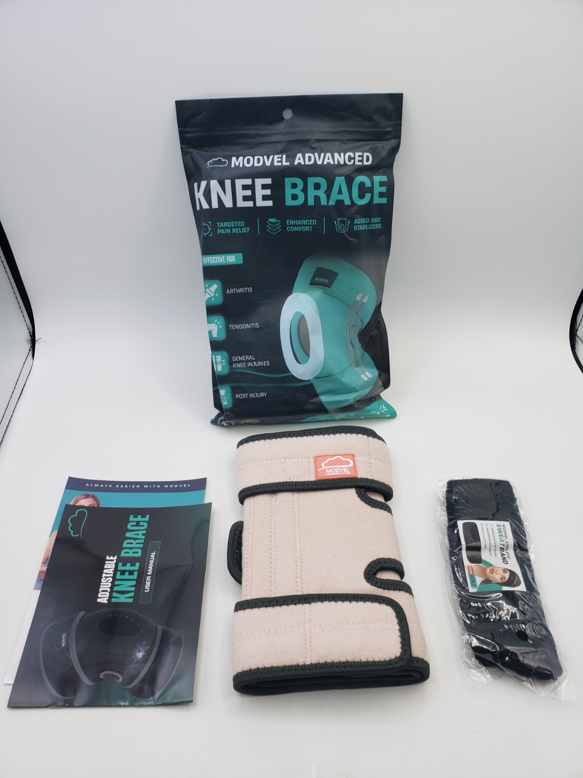 MODVEL ELITE Knee Brace for Women & Men with Side Stabilizers, L-XL Pink