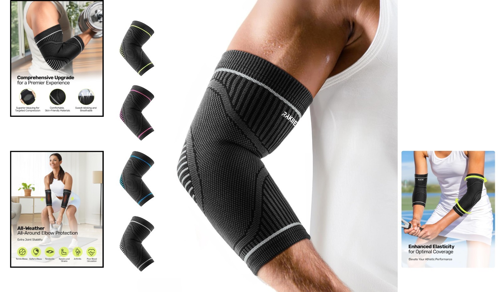2 Pack Elbow Compression Braces – Ideal for Golf, Badminton, and Weightlifting
