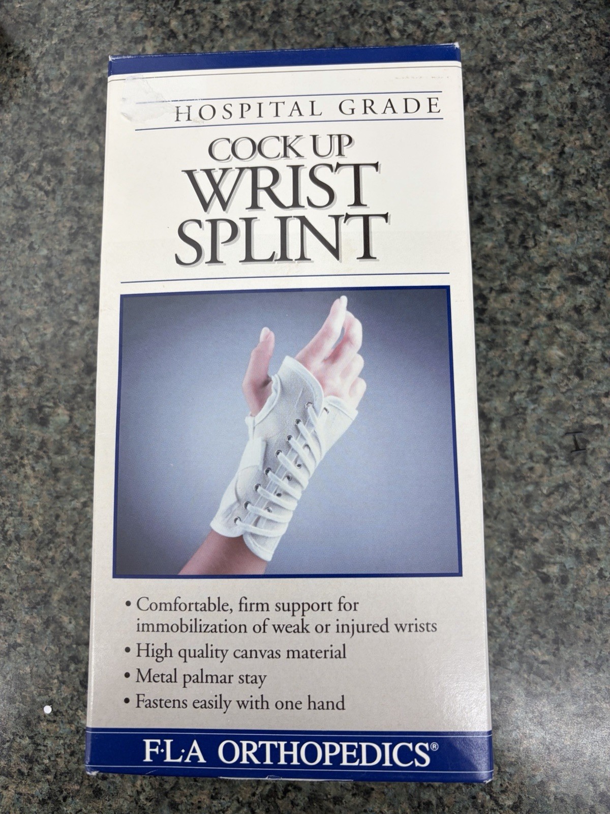 FLA Orthopedics Hospital Grade Cock Up Wrist Splint, Adjustable, L, Left, White
