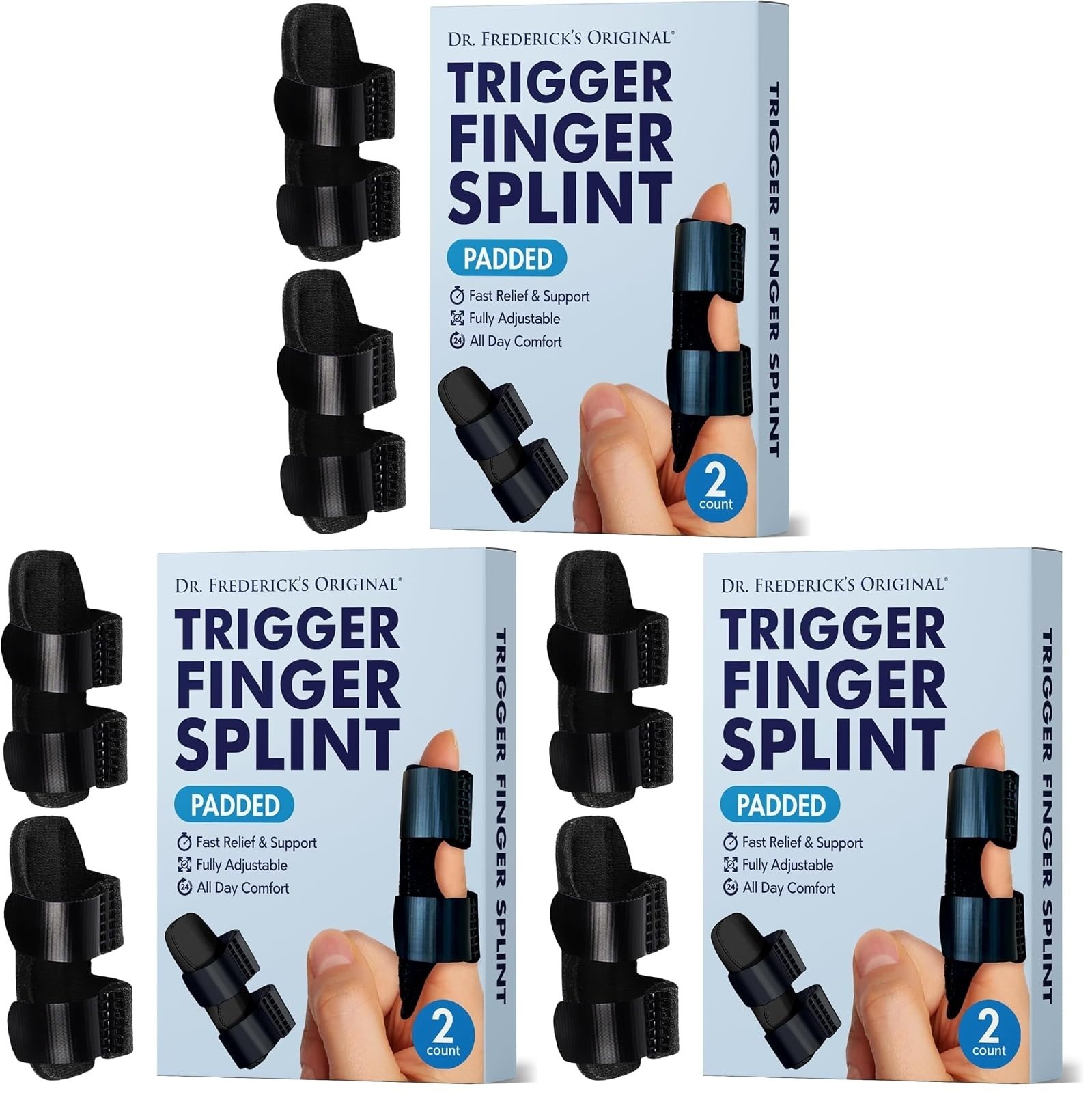 Trigger Finger Splint Adjustable Black 2 ct Dr. Frederick’s Original
