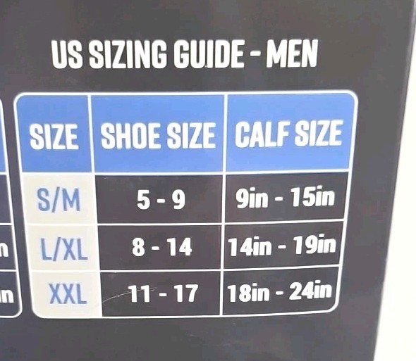 New PhysFlex 20-30mmHg Compression Socks Size S/M Men Women Knee High Black