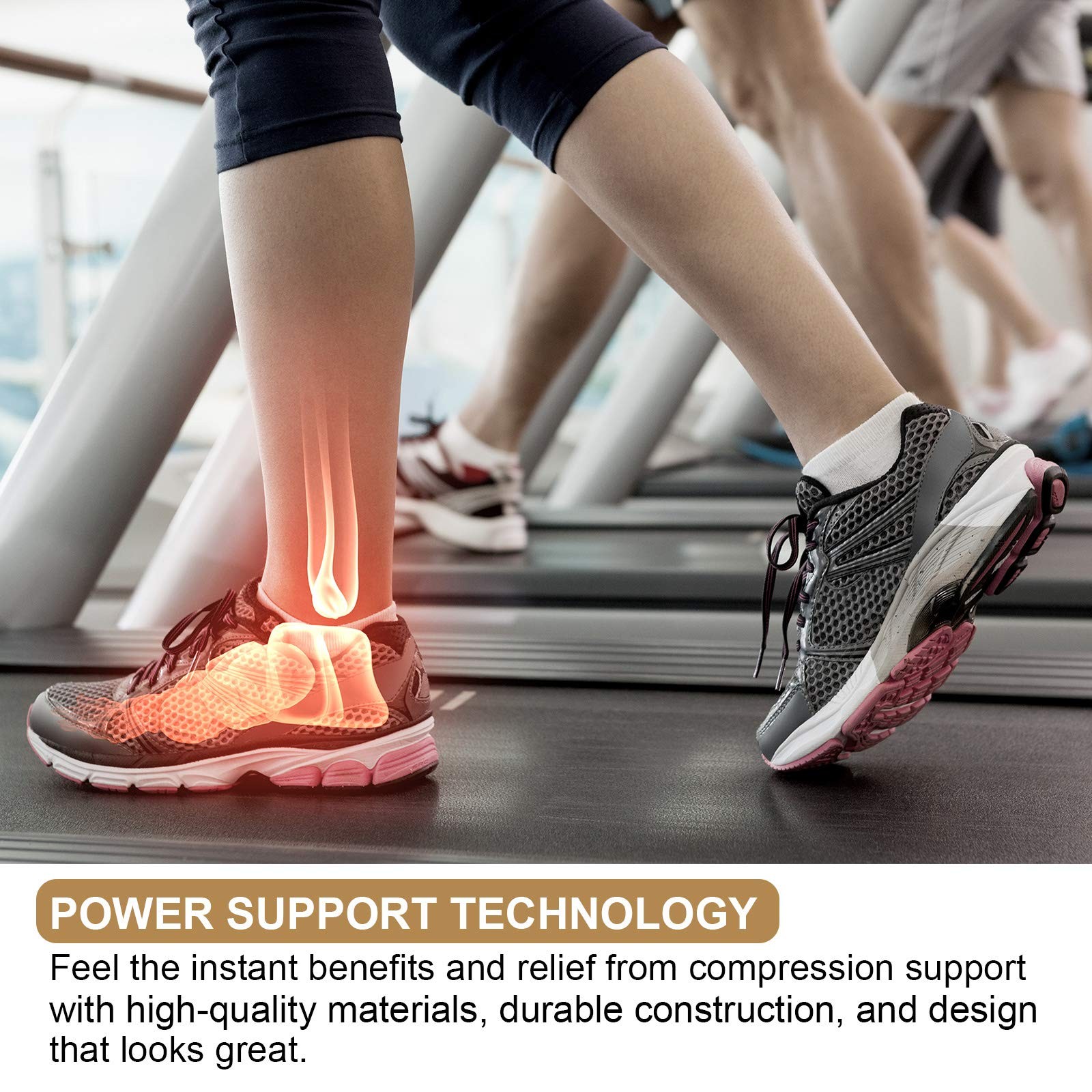 Geyoga 7 Pairs Ankle Compression Sleeves Brace Size S, M, Black