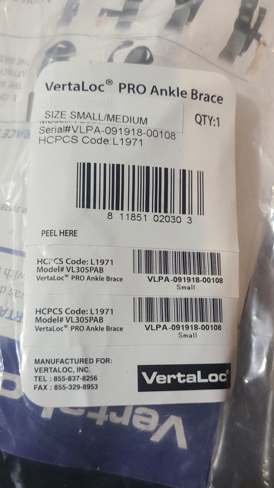 VertaLoc PRO Ankle Brace VL305PAB Small/Medium Stabilizer Support Orthosis – NEW