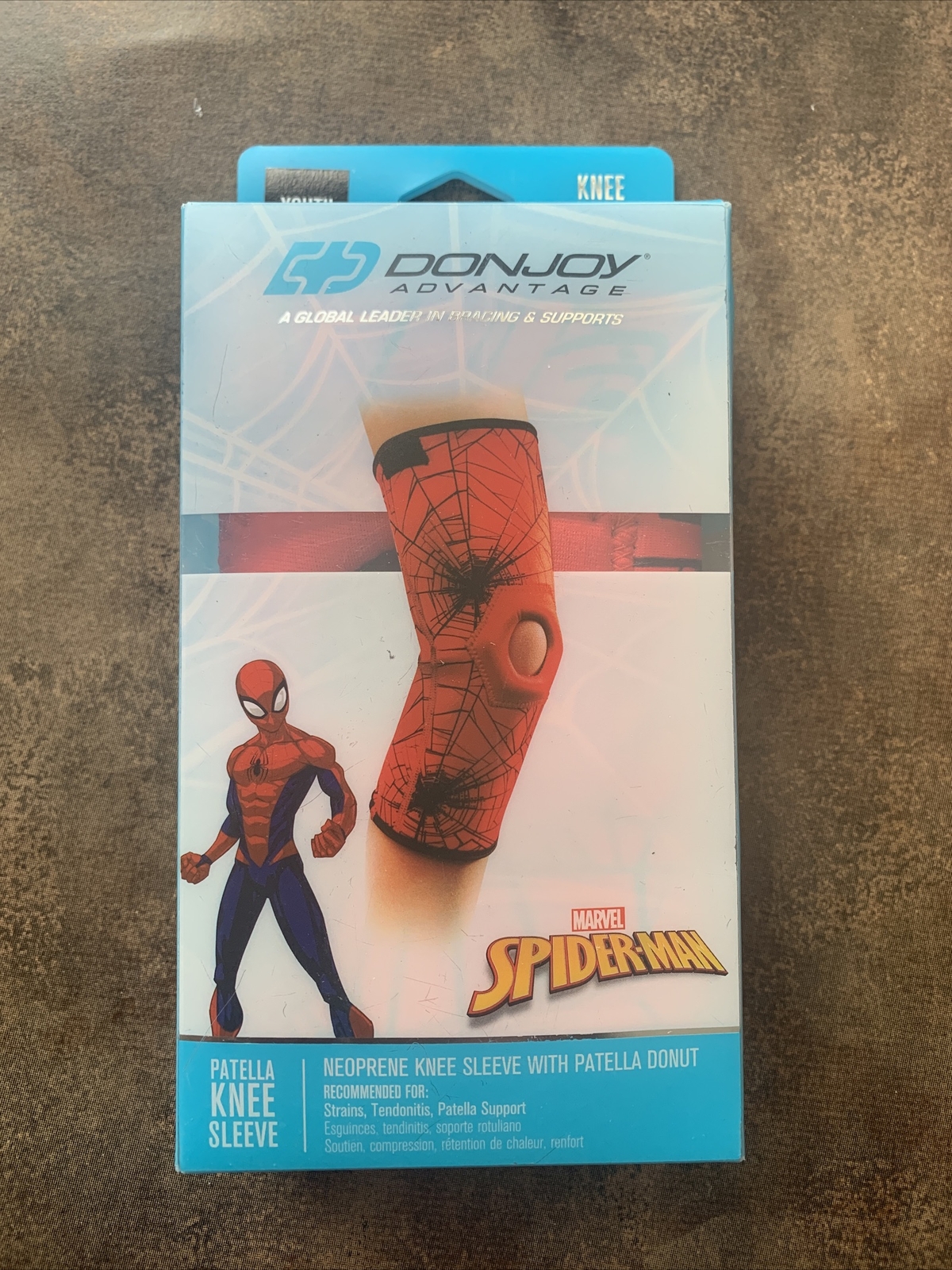 DonJoy – Youth Neoprene Knee Sleeve With Patella Donut – Spider-Man – New