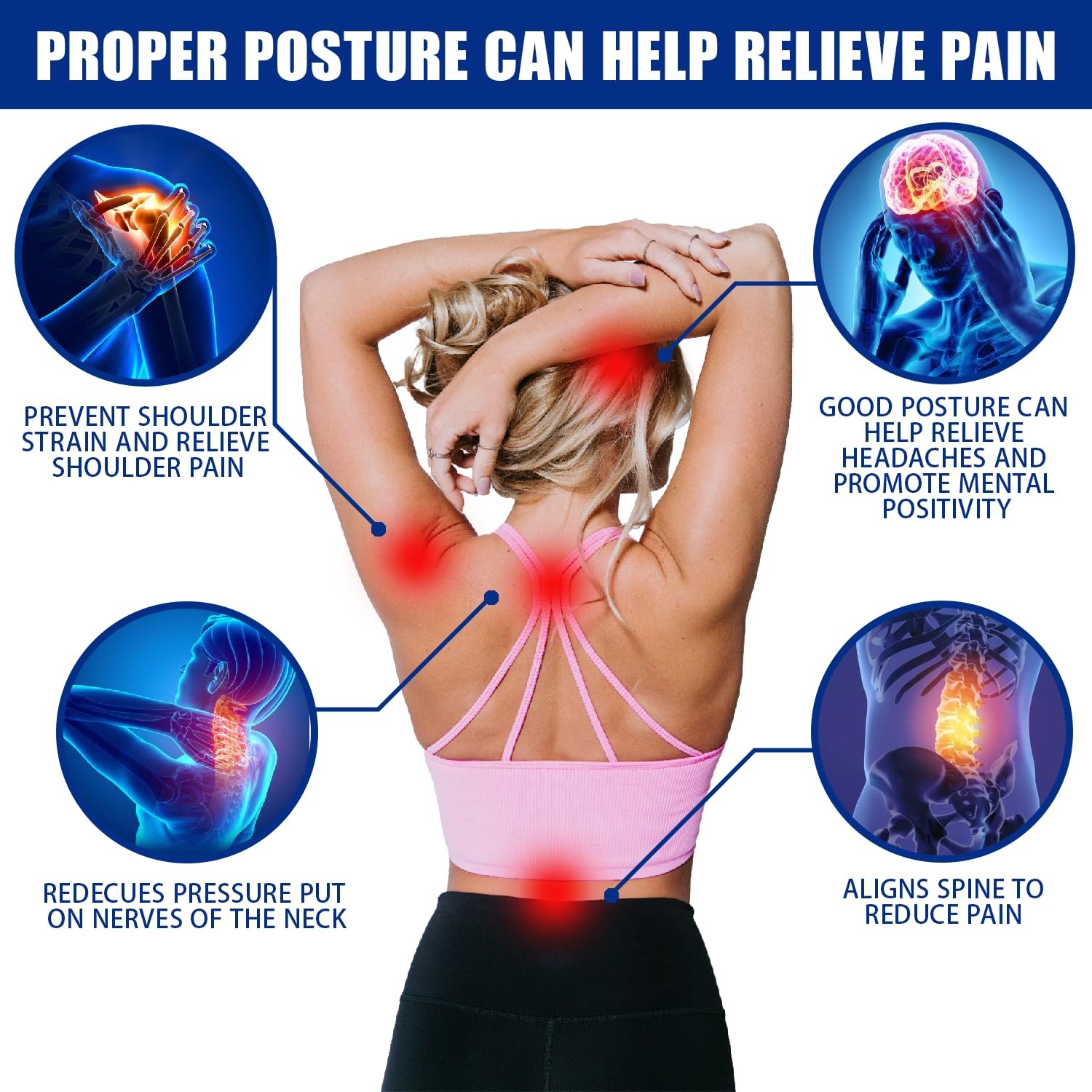 Posture Corrector Adjustable Back Brace Pink Large
