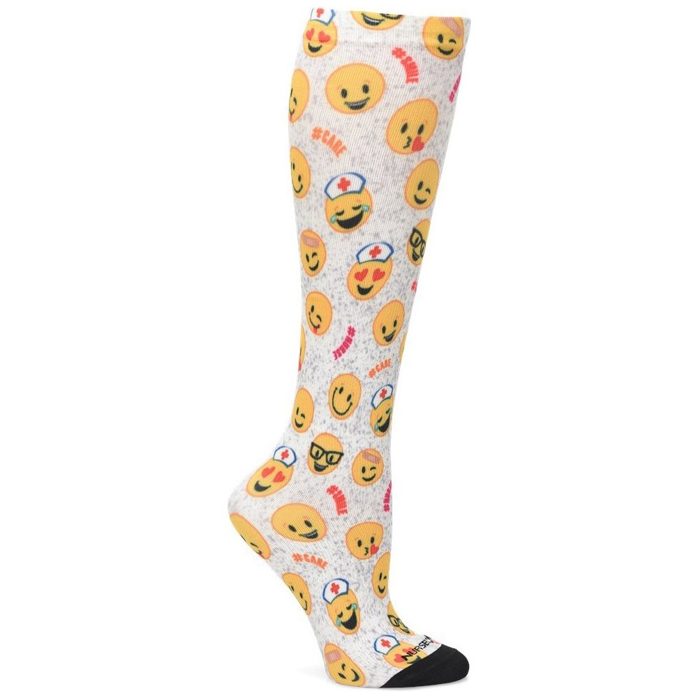 Nurse Mates Women’s 360 Socks | 12-14 mmHg Compression | Over One Size, Emoji