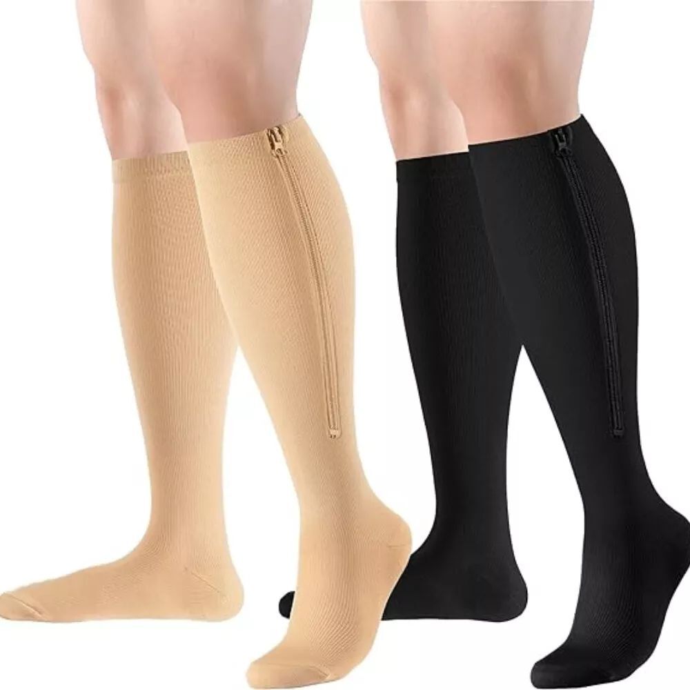 3x Zipper Closed Toe Compression Socks 30-40mmHg Calf Leg Ankle Support Stocking