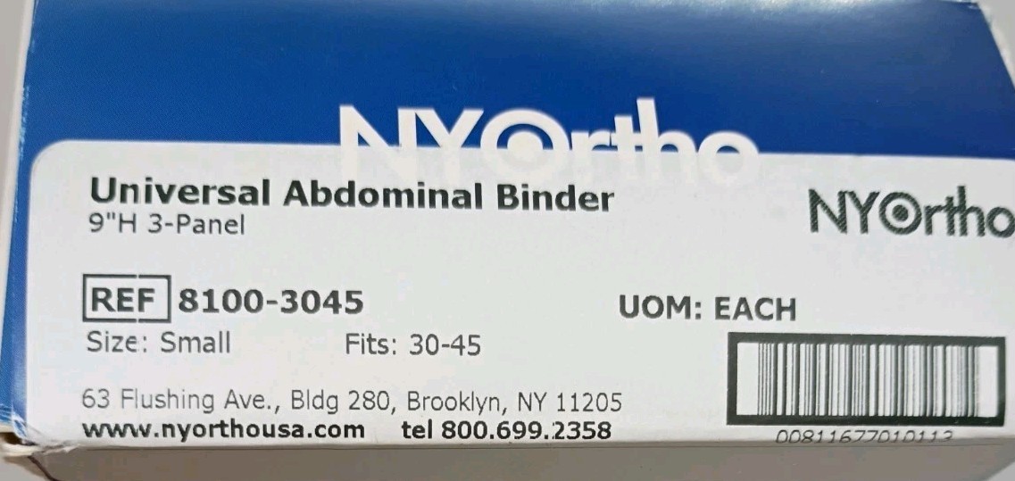 NYOrtho Abdominal Binder, Small Model 8100-3045, 9” H, 3-panel Fits 30-45″