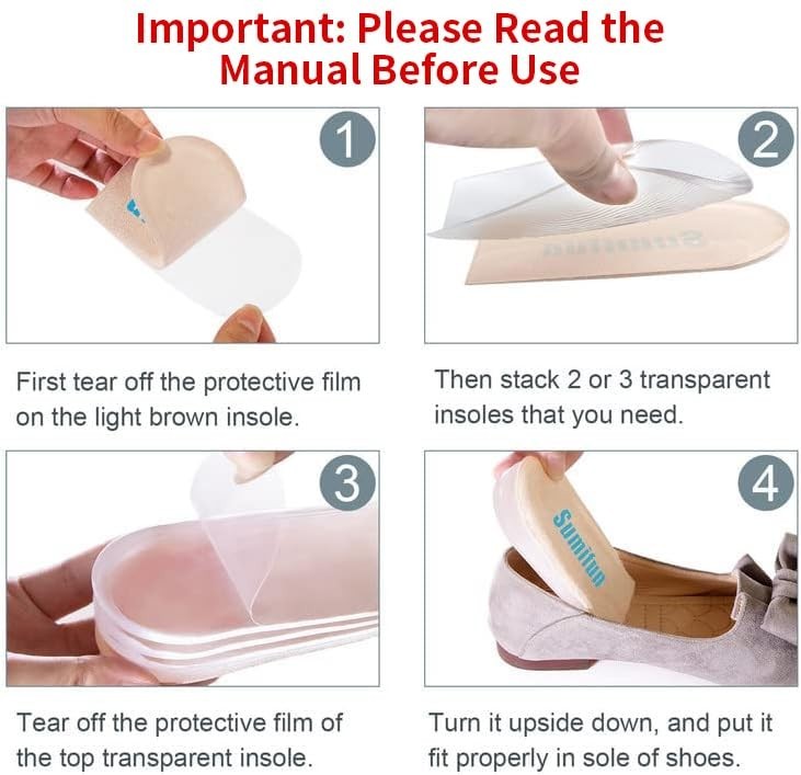 Adjustable 4-Layer Gel Heel Lifts for Women – 1″ Orthopedic Inserts for Uneven L