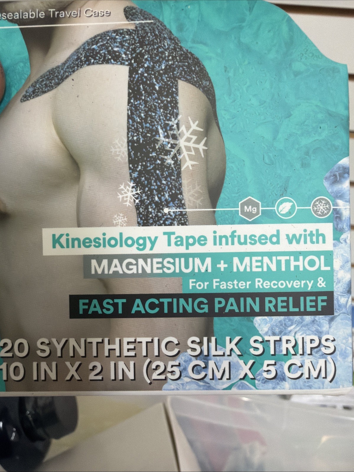 Heali Kinesiology Tape Infused Magnesium Menthol Blue Splatter Pre Cut Sealed