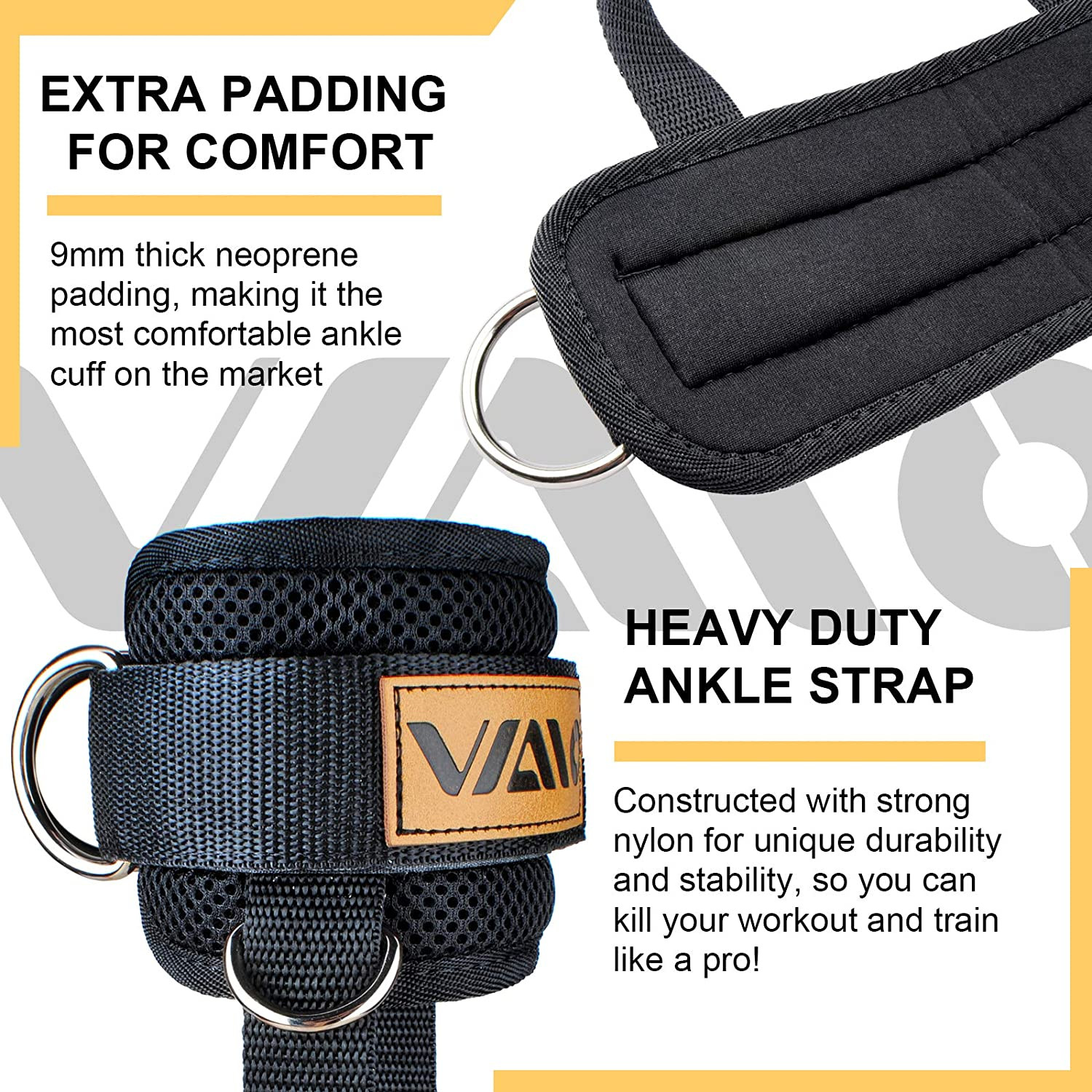 Ankle Straps for Cable Machines,Adjustable Comfort Fit Neoprene, Reinforce Doubl