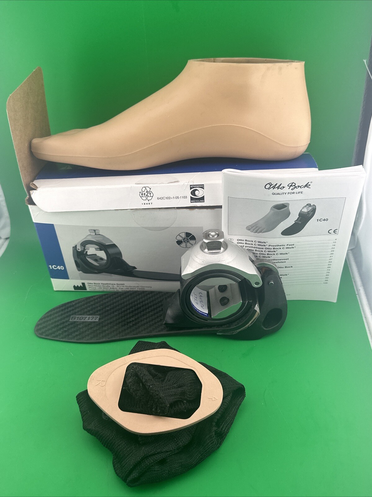 OTTOBOCK Otto Bock cwalk c-walk 1c40 prosthetic foot Max wt 165, Sz 25, Right