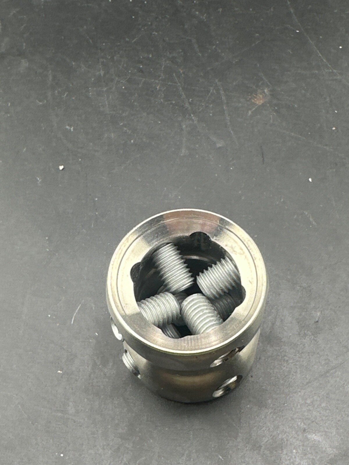 Prosthetic leg component adapter part. Double end female receiver.